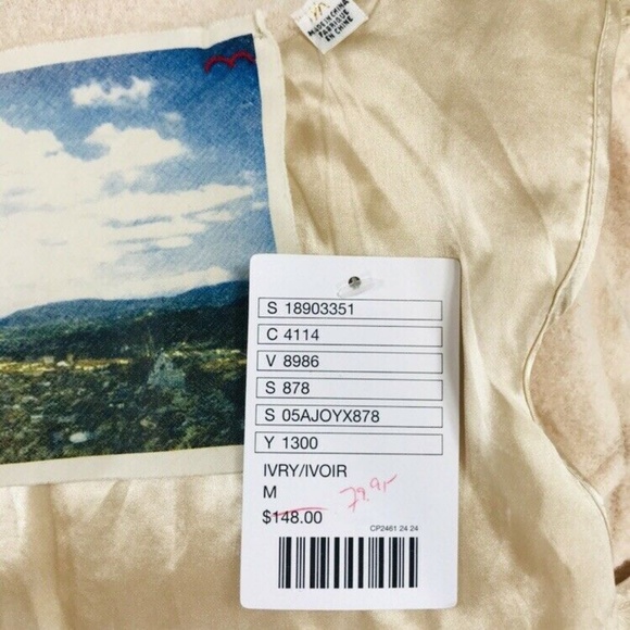 New Anthropologie M Faux Fur Jacket Cream Wool NWT - Picture 7 of 8